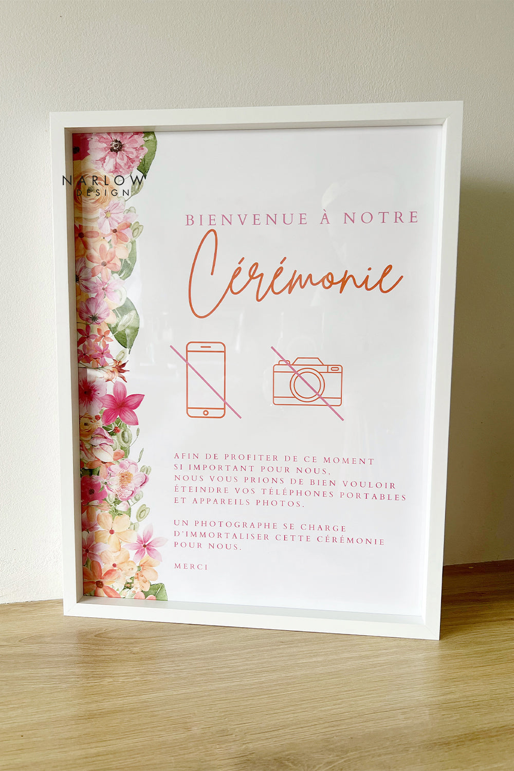 Affiche cérémonie déconnectée - Fleurs colorées
