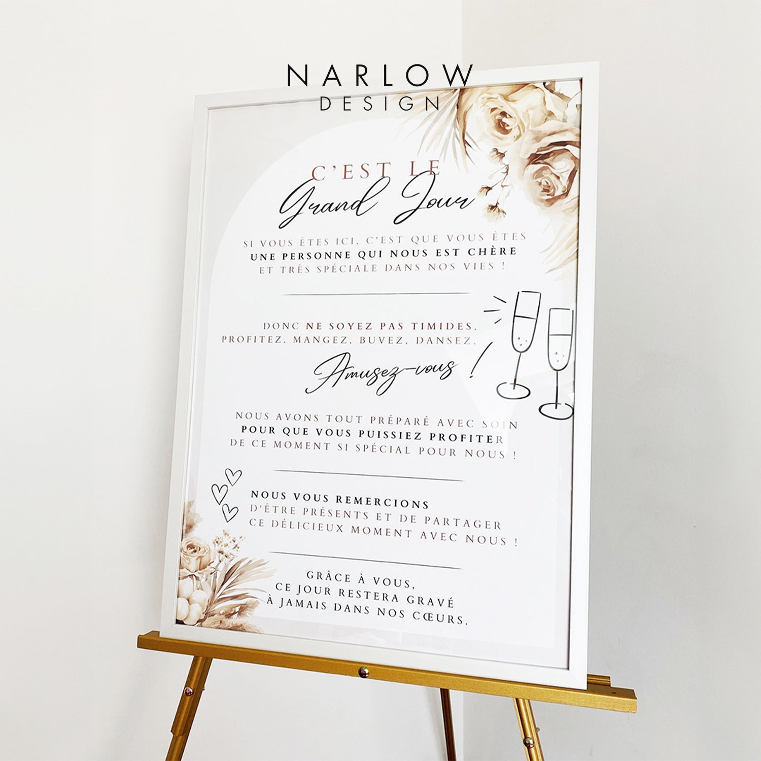Affiche de Bienvenue pour Mariage - Pampas