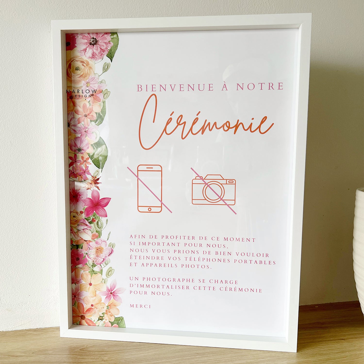 Affiche cérémonie déconnectée - Fleurs colorées