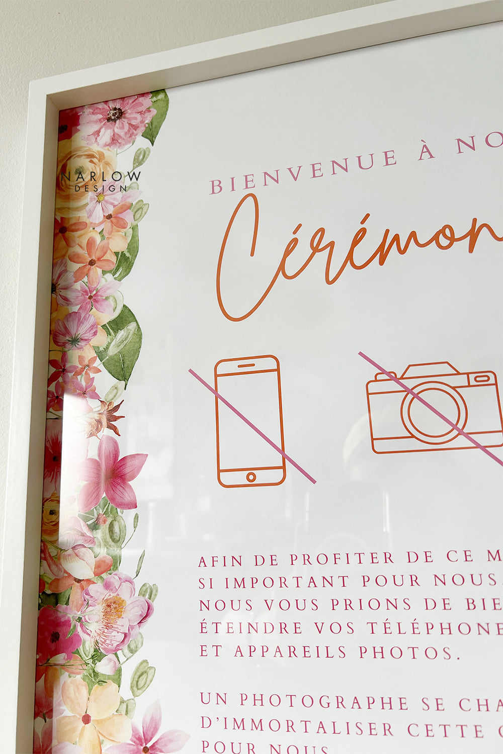 Affiche cérémonie déconnectée - Fleurs colorées