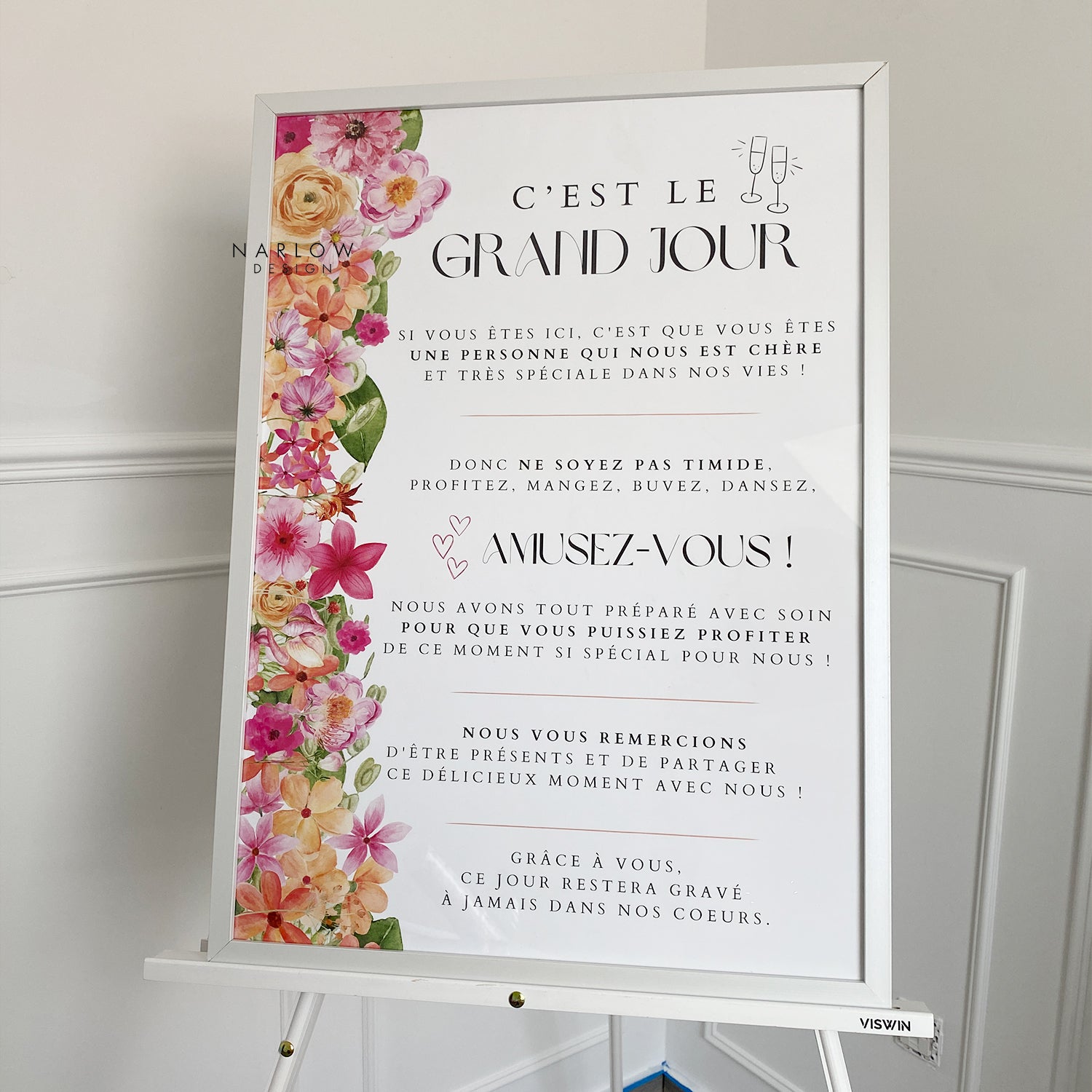 Affiche de Bienvenue pour Mariage - Fleurs colorées